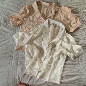 Set of 2 poet blouses, blush & white
